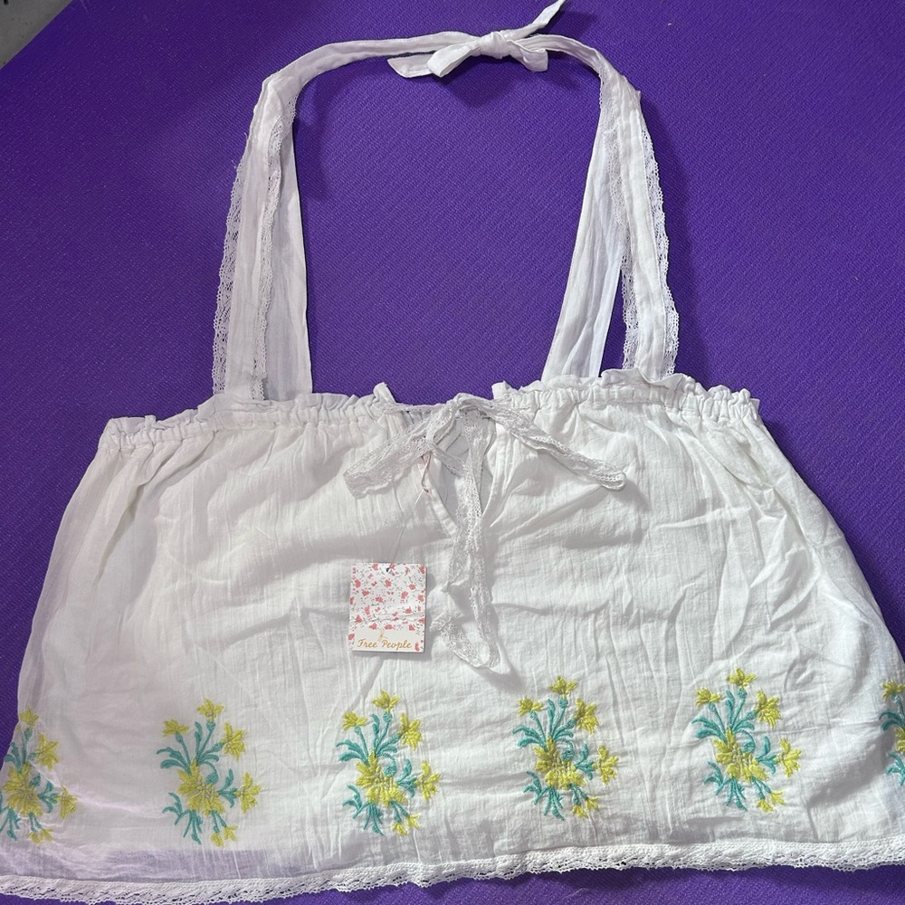 Floral Embroidered White Top